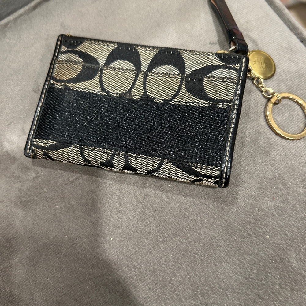 Black and Beige Card Holder with Keychain